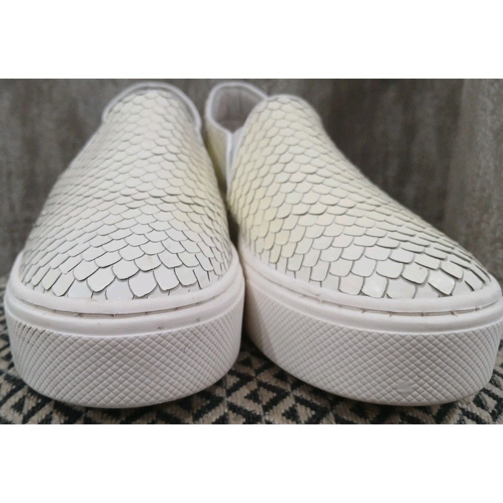 Schutz White Scale Textured Platform Slip On Snea… - image 2